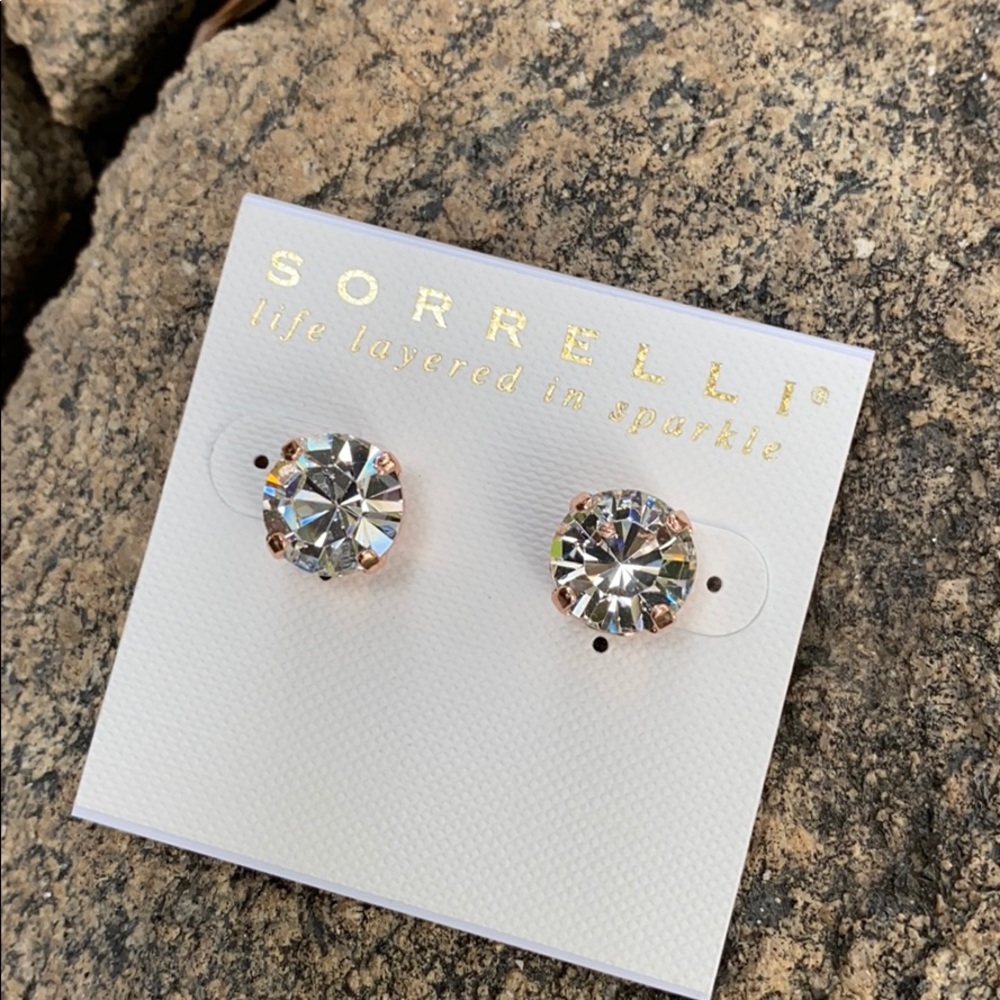 Sorrelli Swarovski Rose Gold Stud Earrings NWT - Picture 3 of 5